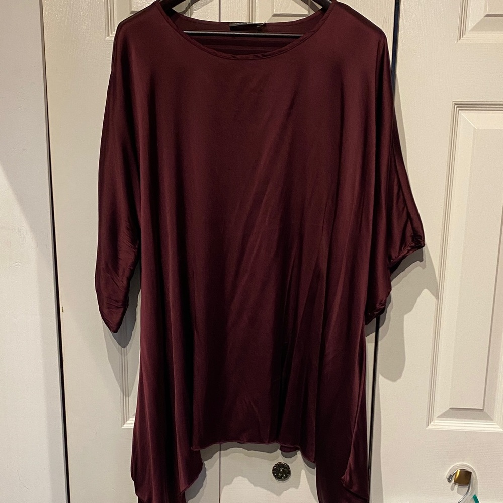 Sympli burgundy silk tunic style top